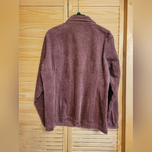 Woolrich Fleece Jacket Women Large Burgundy Corduroy Texture Full Zip jacket - Picture 2 of 7